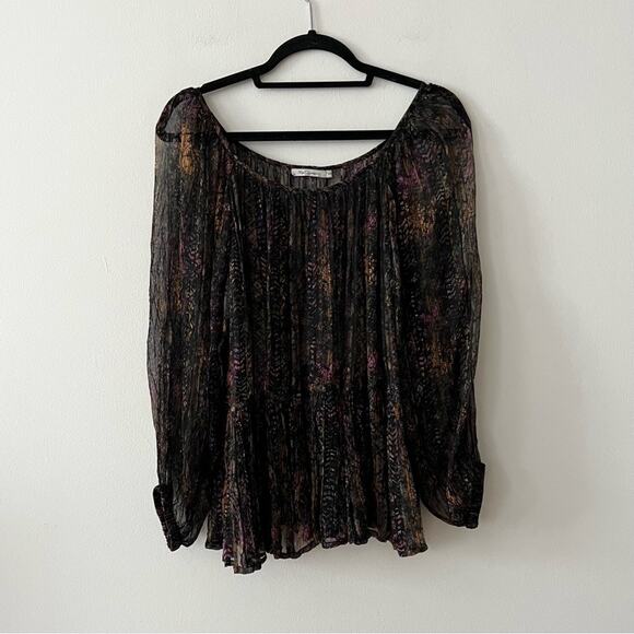 Mes Demoiselles Katarina Crinkle Printed Sheer Blouse - Picture 3 of 8